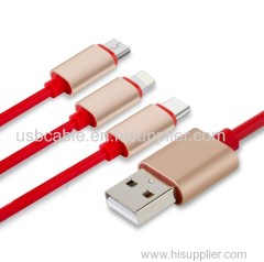 cable One with three fast charging 3A data cable Three in one USB charging cable factory wholesale