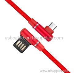 Double elbow mobile game type-c data cable Android usb braided game right angle charging cable