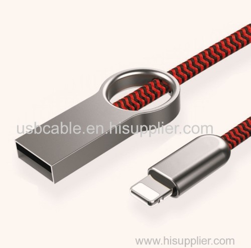 Zinc alloy braided USB data cable Ring creative data cable fast charge charging cable