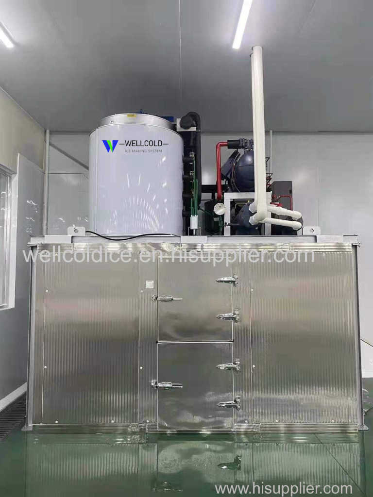 Wellcold 10T flake ice machine with ice room used for food processing cooling