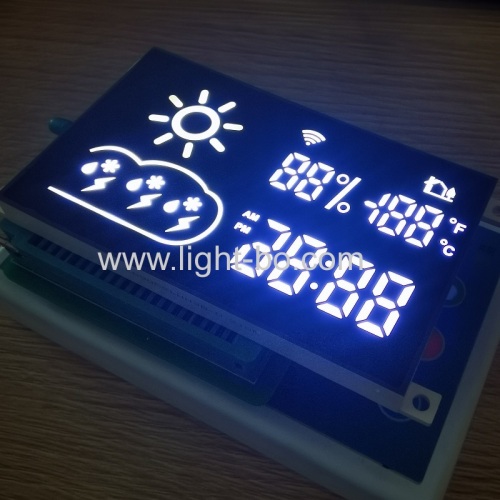visor LED de 7 segmentos personalizado branco ultra brilhante, cátodo comum para indicador de previsão do tempo