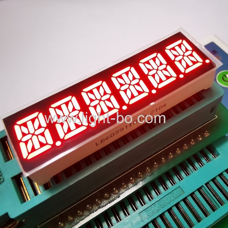 Benutzerdefinierte Super Red sechs stellige 14-Segment-LED-Anzeige 10mm gemeinsame Anode für Instrumententafel