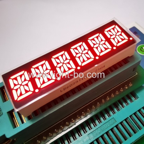 Benutzerdefinierte Super Red sechs stellige 14-Segment-LED-Anzeige 10mm gemeinsame Anode für Instrumententafel