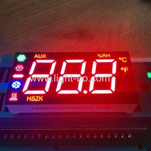 Многоцветный трехзначный 7-сегментный светодиодный дисплей с общим катодом для индикации температуры / влажности / нагрева / размораживания / вентилятора