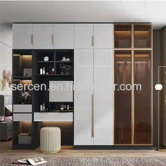 aluminium wardrobe designs for bedroom with glass door