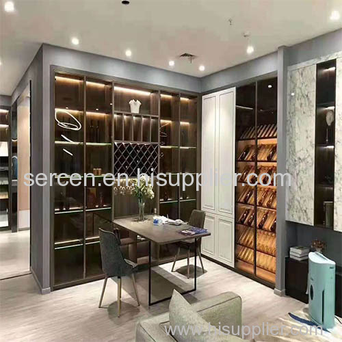 Glass Wardrobe Wine Cabinet Liquor Closet Bar Cabinet Aluminum Gradevin