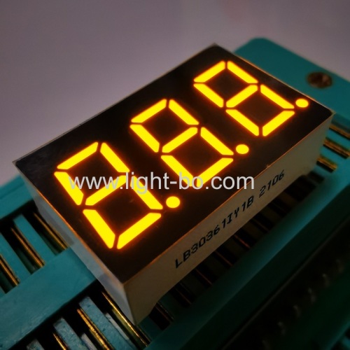 Pure green common anode 3 digit 0.36 seven segment led displays for instrument panel