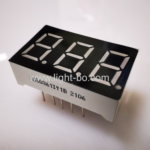 Super bright amber 0.36 Triple Digit 7 Segment LED Display Common Anode for Instrument Panel