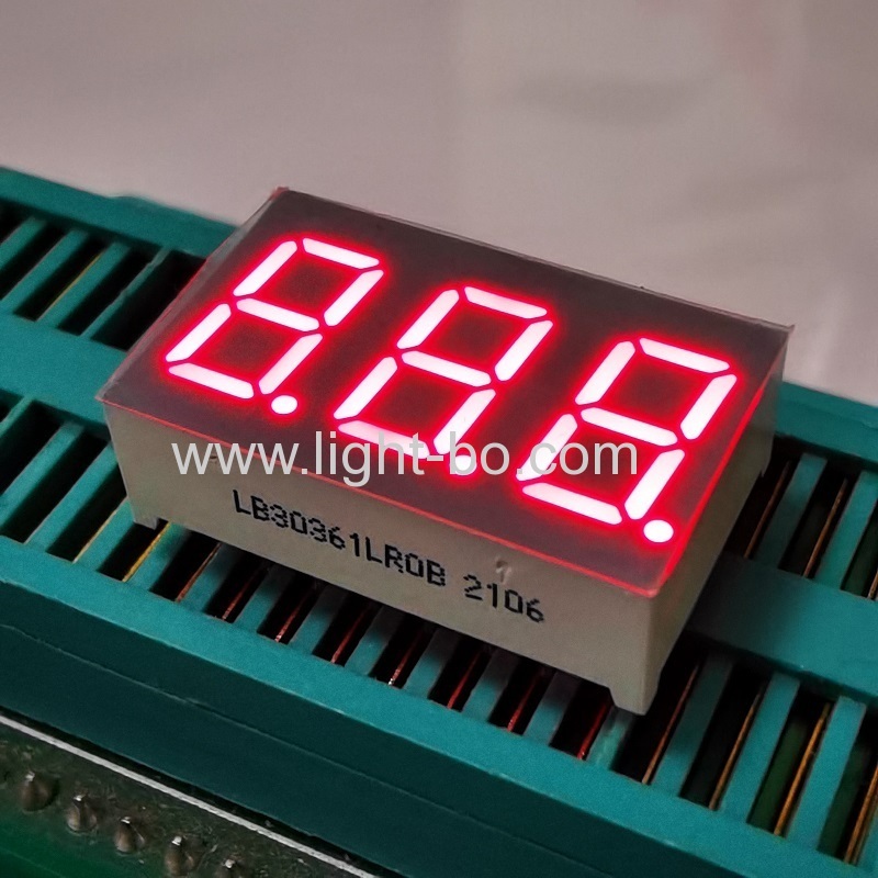 شاشة عرض LED مقاس 0.36 بوصة مكونة من 3 أرقام و7 أجزاء للوحة العدادات ذات الكاثود المشترك باللون الأحمر الساطع للغاية