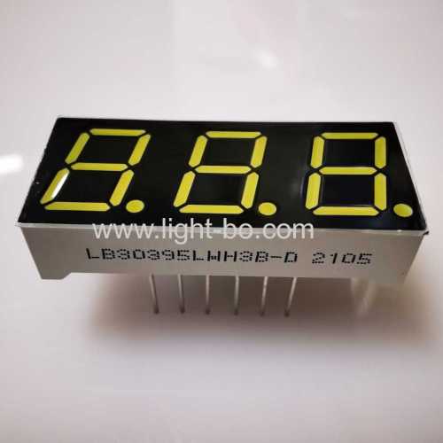 Ultra white 0.39 Triple digit 7 segment led display common cathode for instrument panel