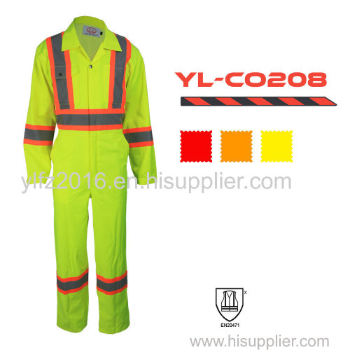 Yellow High Visibility Coveralls for safety warning