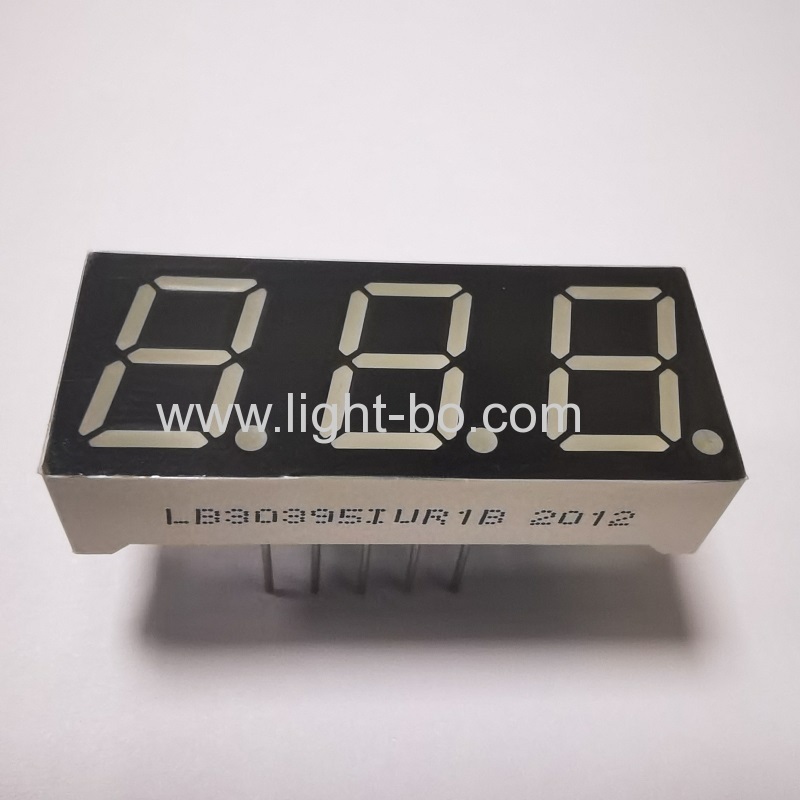 شاشة عرض LED ثلاثية الأرقام مقاس 0.39 بوصة حمراء للغاية مكونة من 7 قطاعات وأنود مشترك للتحكم في درجة الحرارة