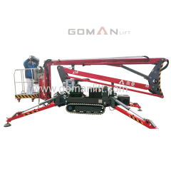 Goman articulated track spider lifts 16 meters dual power bucket lifts gas engine portable boom lift machine