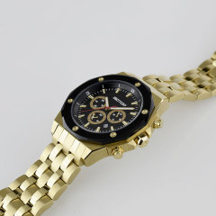 FEATURES OF SS299 GOLD AND BLACK MEN'S STAINLESS STEEL WATCH