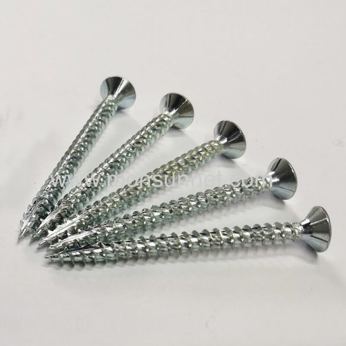 Galvanized fiberboard screw double countersunk head knurled thread cutting tail screw manufacturer
