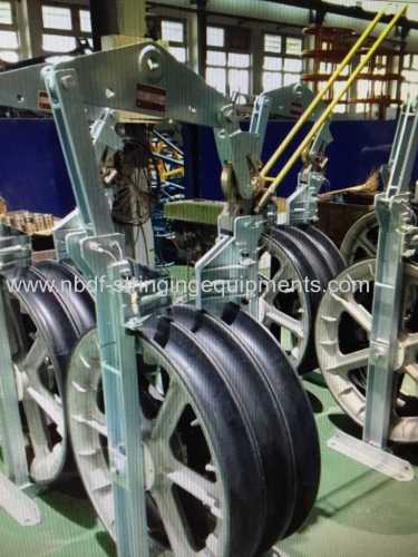 Three Wheels Pulley Blocks for Stringing 2 conductors on transmission line
