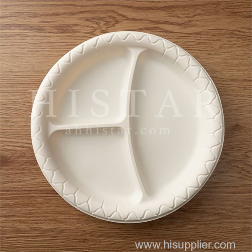 Disposable biodegradable corn starch 3 compartment dinner plate