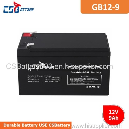 CSBattery 12V 9Ah free-Maintenance- AGM battery for Power-Station/Fire/Security-System/motor/Buggies/forklift
