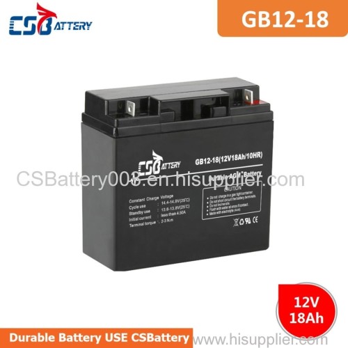 CSBattery 12V 18Ah VRLA AGM battery for Golf-car/Buggies/Emergency-lighting/Power-Inverter/forklift