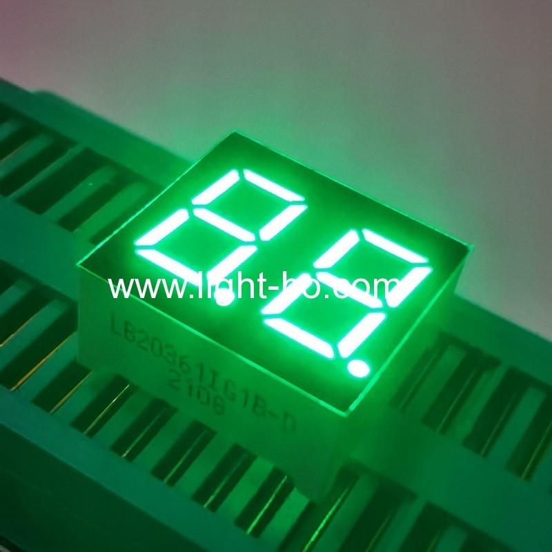 verde puro duplo dígito 0,36 "display led de 7 segmentos ânodo comum para painel de instrumentos