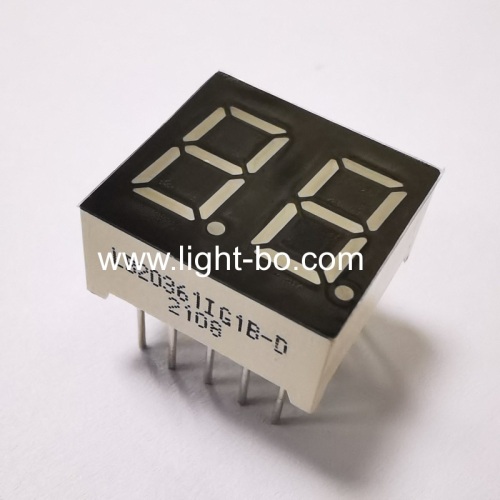 Pure Green Dual Digit 0.36 7 Segment LED Display common anode for Instrument Panel