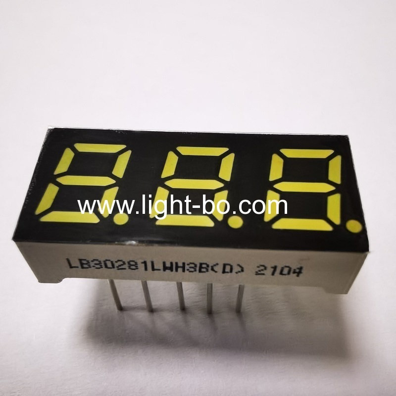 Ultra bright white 3 Digit 0.28" (7mm) 7 Segment LED Display common cathode for Temperature controller