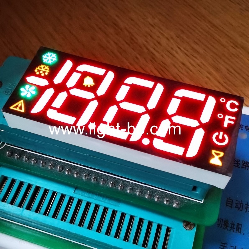 alto brilho vermelho / amarelo / verde personalizado três dígitos 7 segmento display led para controle de geladeira