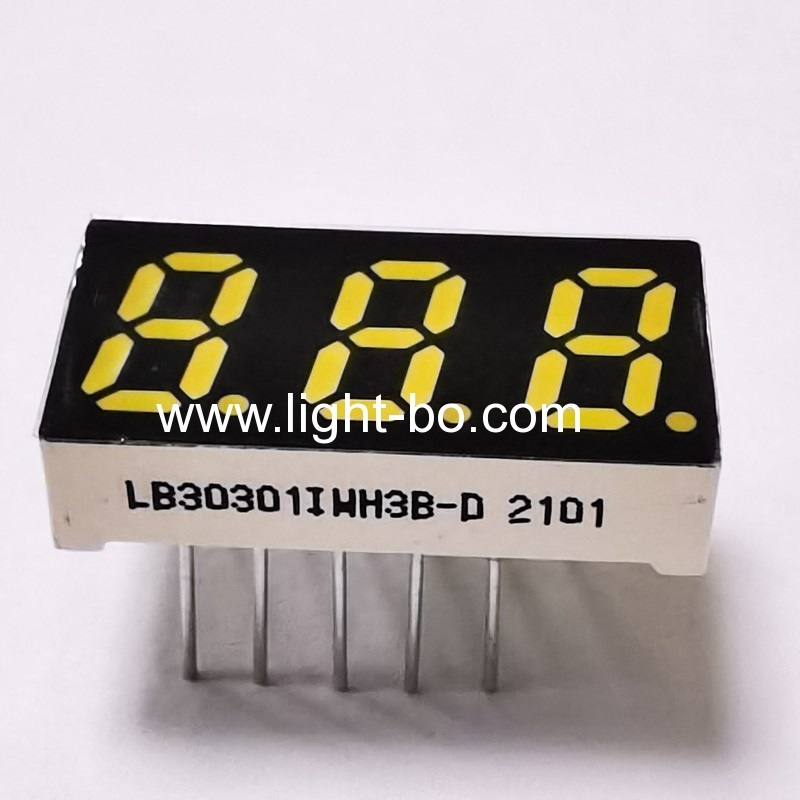 ultra-bright white 0.3 "anodo comum 3 dígitos 7 segmentos display led para painel de instrumentos