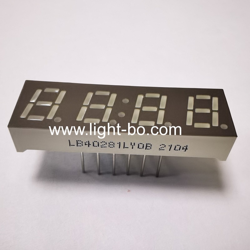 شاشة عرض LED فائقة السطوع باللون الأصفر مقاس 0.28 بوصة مكونة من أربعة أرقام وسبعة أجزاء للوحة العدادات