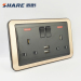 Factory Price Black Color 3 Pin UK Plug Twin 13A Switched Socket with Neon And 2 USB For Home/Commercial