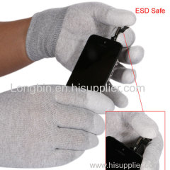 ESD 13 Guage Finger PU Coated Top Fit Gloves for Cleaning Room