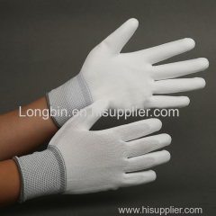 13 gauge polyester knitted black PU coated work gloves