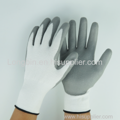 13 gauge polyester knitted black PU coated work gloves