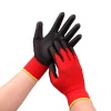 13 gauge polyester knitted black PU coated work gloves