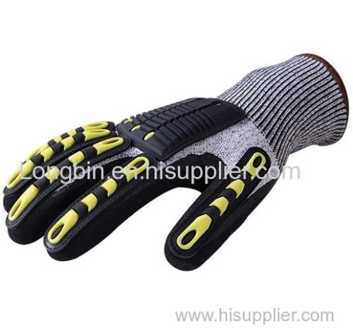 TPR Anti Impact Anti Vibration Anti Cut Safety Work Gloves with Foam Rubber Coating