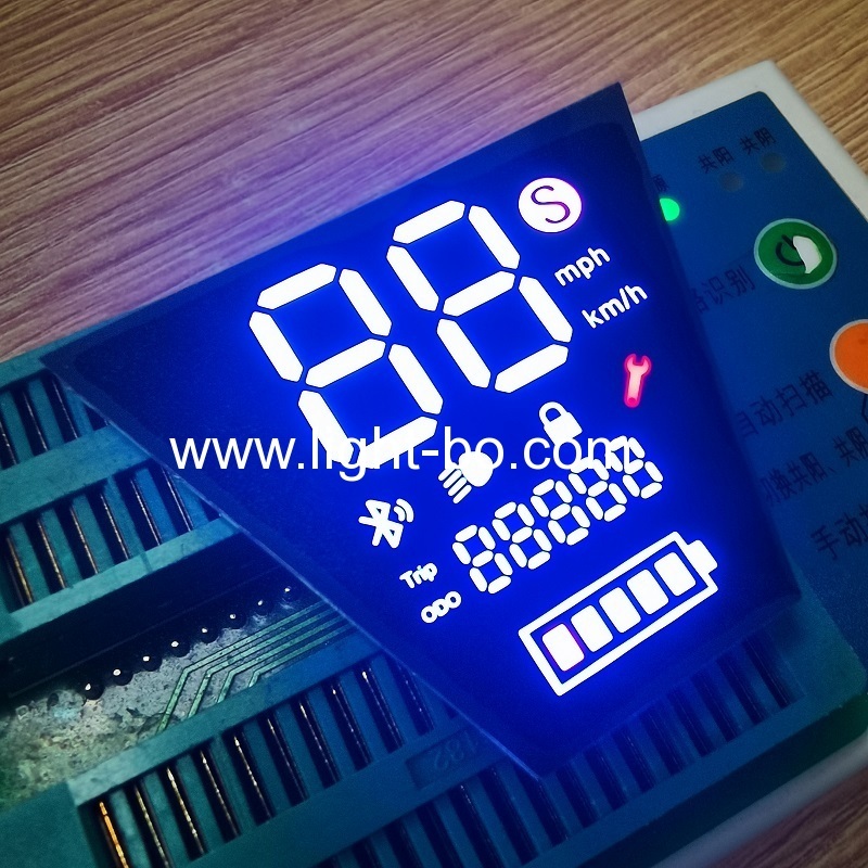 kundenspezifisches weiß/rot/gelbes 7-Segment-LED-Anzeigemodul für elektrisches Motorradfahrzeug