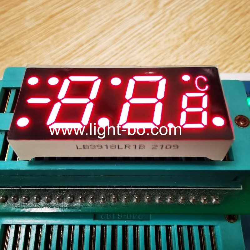 display a led a 7 segmenti a tre cifre a catodo comune super rosso con segno meno per il regolatore di temperatura