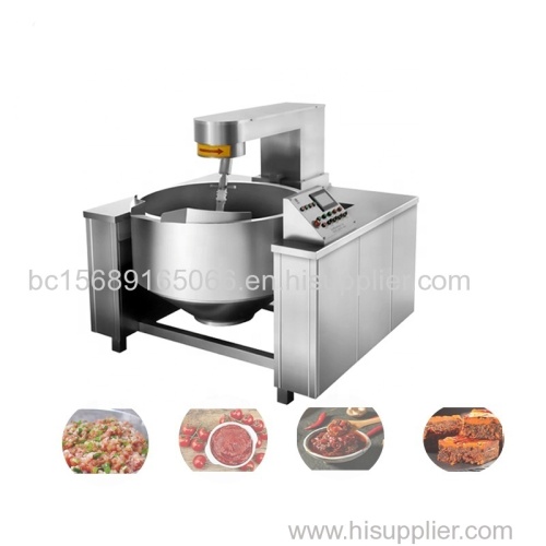 Automatic industrial gas heating planetary cooking and mixing machine with paddles mixer