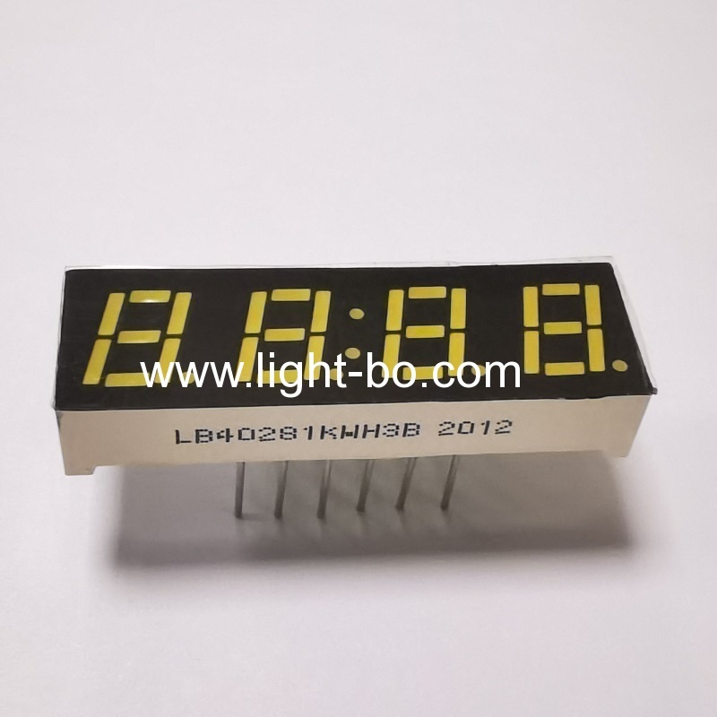 Ultra white 4 Digit 0.28" 7 Segment LED Clock Display Common cathode for Instrument Panel