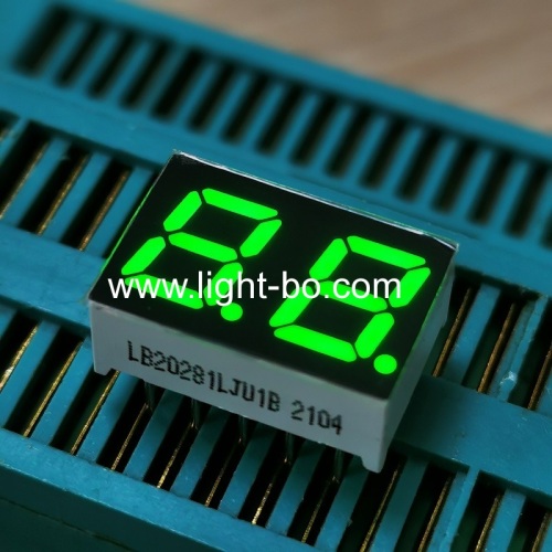 hohe Helligkeit gelbgrün 7-Segment-LED-Anzeige 2-stellige 0,28 "gemeinsame Kathode für Instrumententafel