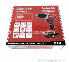 21V ETPOWER Cordless Drill Set Lithium-Ion Electric Power Drill with 2 variable speed Positive Reverse Switch