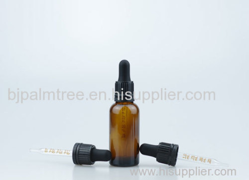 50ml Amber Glass Bottle With 18-415 Real Bamboo Dropper Cap Calibrated Glass Pipette