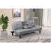 Grey fabric sofa with two cup holders