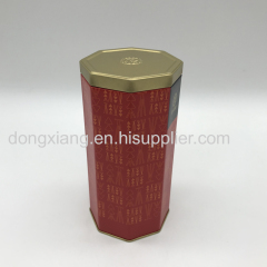 Hexagon shape tea packaging tin box