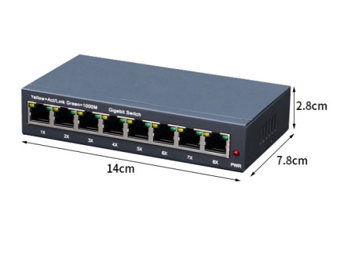 Gigabit Switch 10/100/1000M 8Ports 16G Bandwidth Smart Chip Auto MDI/MDIX Back Pressure