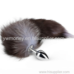 Wholesale 40 Cm Fox Tail Anal Plug Dog Tail Back Court Plugs Anal Trumpet High Quality Sex Toys Metal Anal Plug