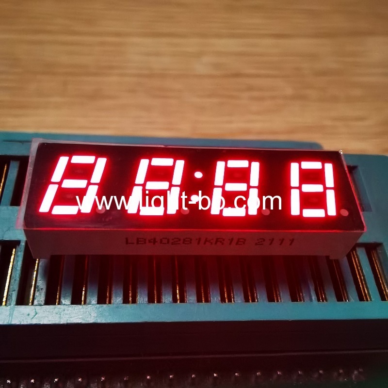 petit écran d'horloge à LED rouge super brillant à quatre chiffres de 0,28" à cathode commune à 7 segments