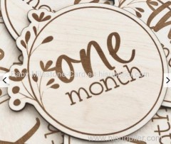 Wooden Baby and Pregnancy Announcement Hand-Crafted Circles Baby Monthly Milestone Cards and Baby Shower Gifts