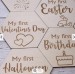 Baby Milestone Wood Customise Custom Eucalyptus Flower Milestones Cards Customizable Set Of 12 Monthly Hexagon Milestone