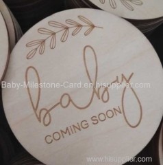 Wholesale Wooden Baby Milestone Cards Multifunctional Natural Wood pieces Wooden Milestone Discs Blocks for Announcement